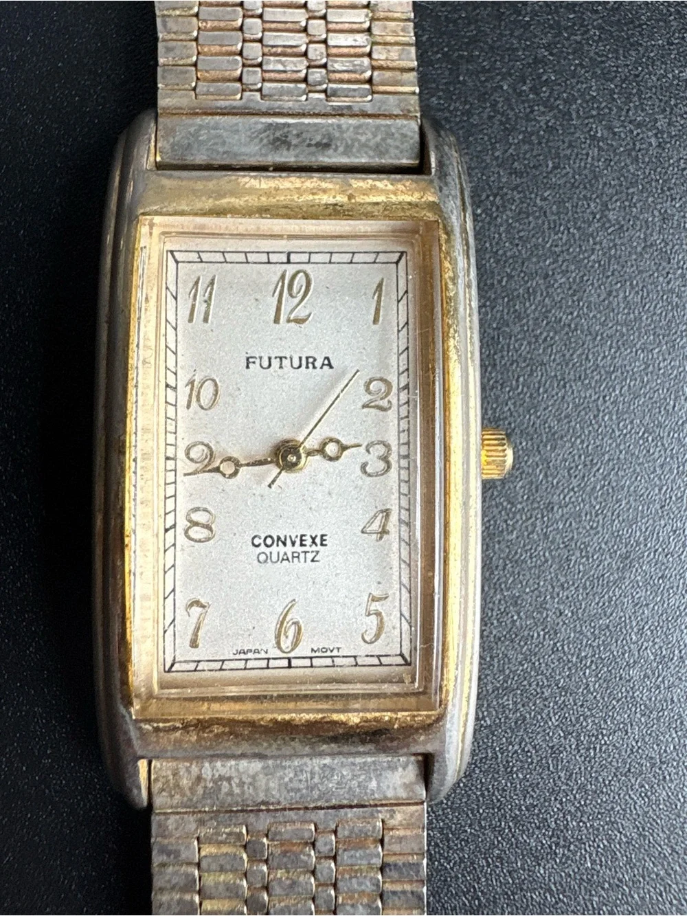 Futura Convexe Quartz Rectangular Gold & Silver Watch